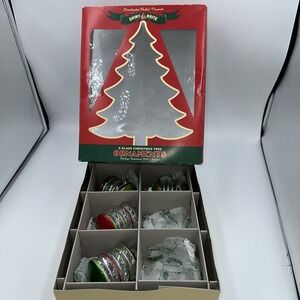 Radko Shine Brite Ornament (Lot of 4) Tornado Cylinder Clear Striped 2014  EUC